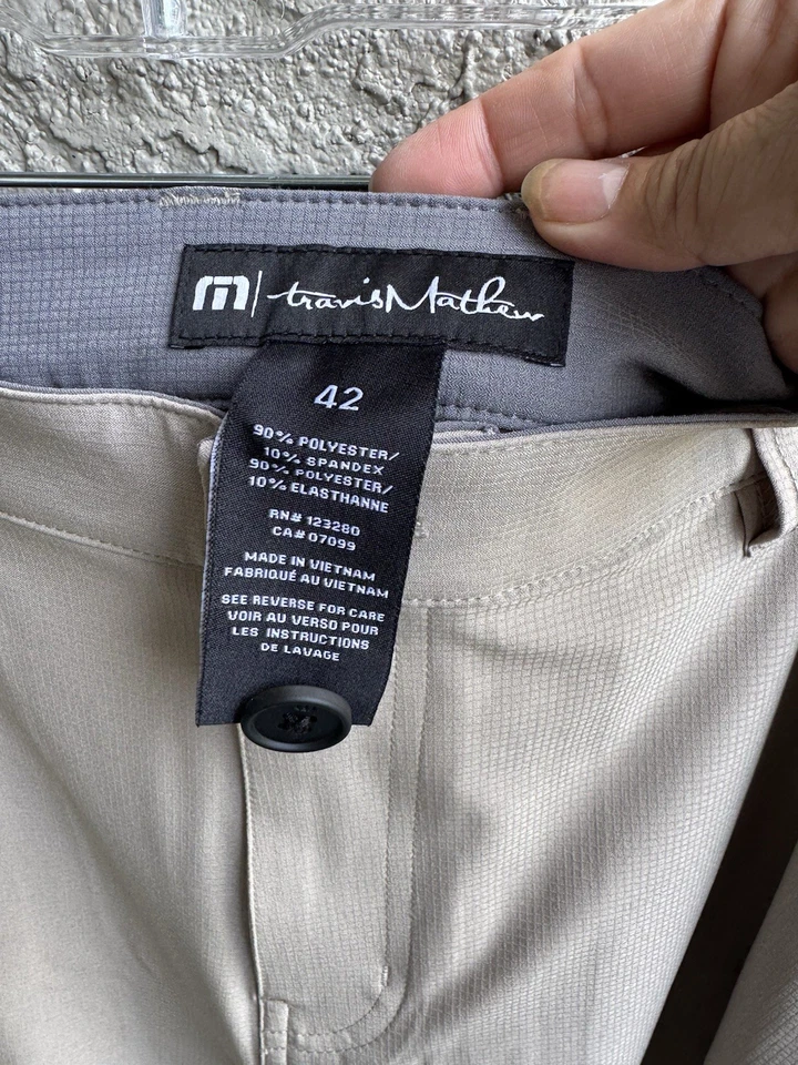 NEW Travis Mathew Mens Golf Shorts Tan New Heater Series Pure Performance Sz 42 - Image 3 of 4