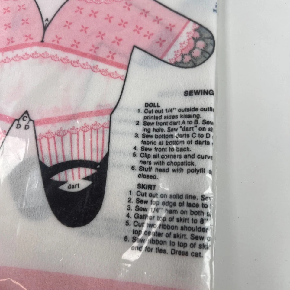 Vintage Sew-It-Yourself Kitten Rag Toy Fabric Panel The Toy Works USA NOS - Image 4 of 4