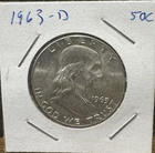 1963 D Ben Franklin Silver Half Dollar ungraded uncertified
