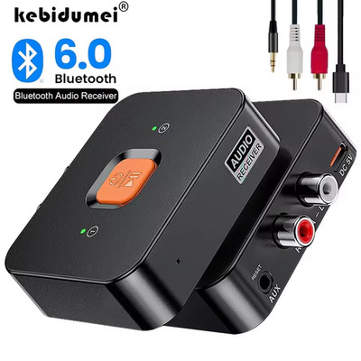 Bluetooth 6.0 Audio Empfänger AUX RCA Adapter Stereo Wireless 3.5mm