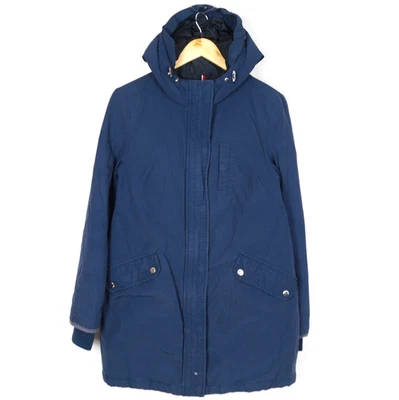TOMMY JEANS Damen Parka Jacke Größe M Kapuze Blau Taschen Reißverschluss - Bild 1 von 4