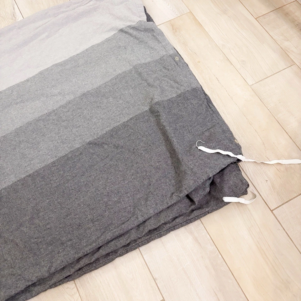 THE COMPANY STORE Shades Of Gray Striped Flannel Duvet Cover Germany Queen - Image 4 of 4