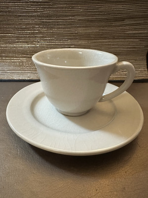 Jars France Bris/Beige Crackle Basique Tea Cups And Saucers - 8 Available