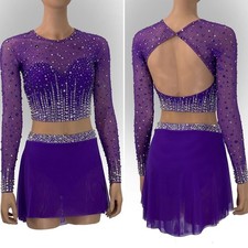 Ice Figure Skating Dress Elasticity Competition Skating Jeweled purple
