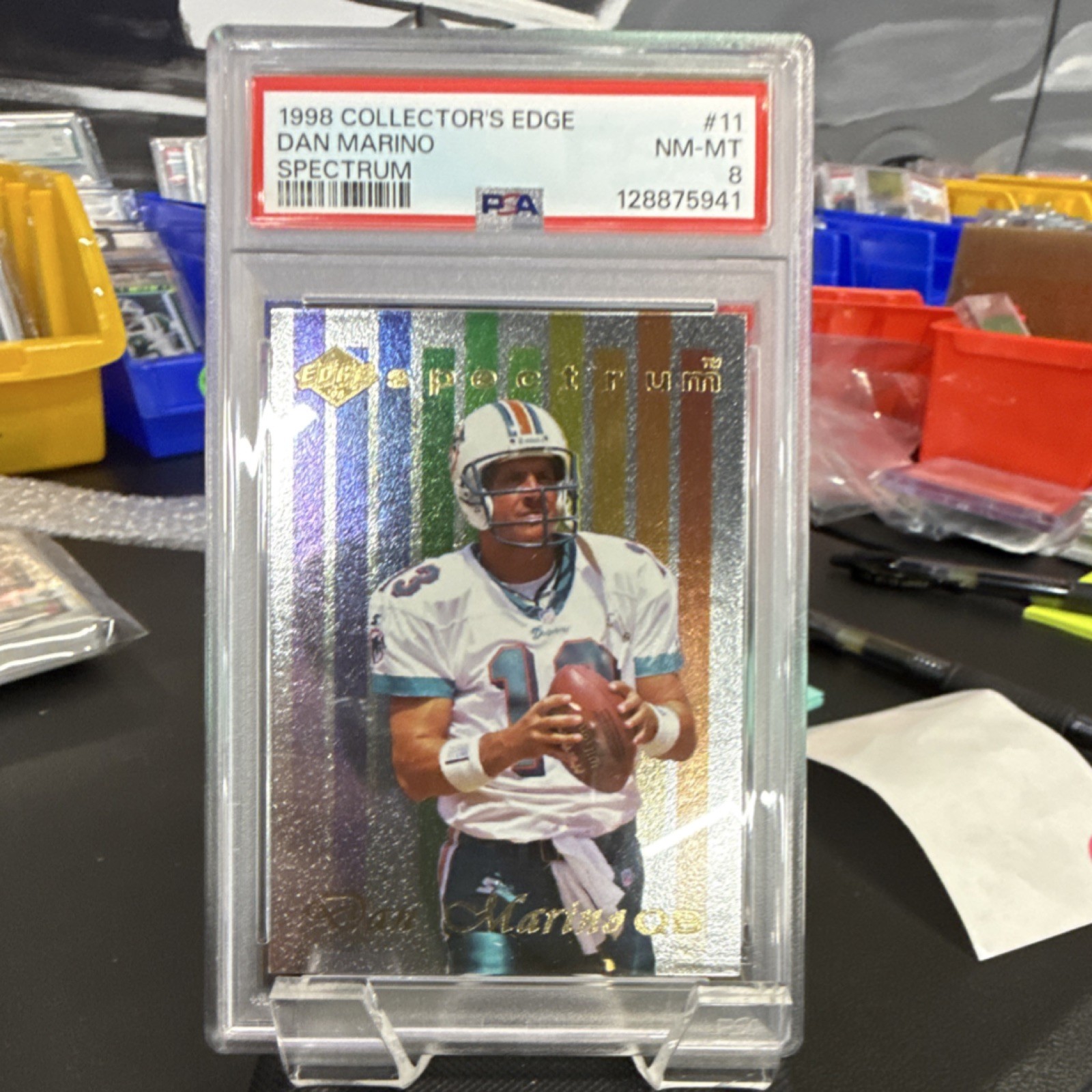 Collector's Edge Spectrum Dan Marino #11 PSA 8 Miami Dolphins Serial #/25 1998 view 1