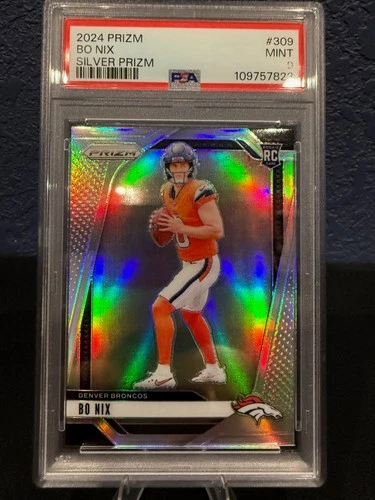 2024 Panini Prizm - Rookies Bo Nix #309 Silver Prizm (RC) PSA 9