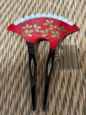 Red Flower Pattern Hairpin, Retro Style