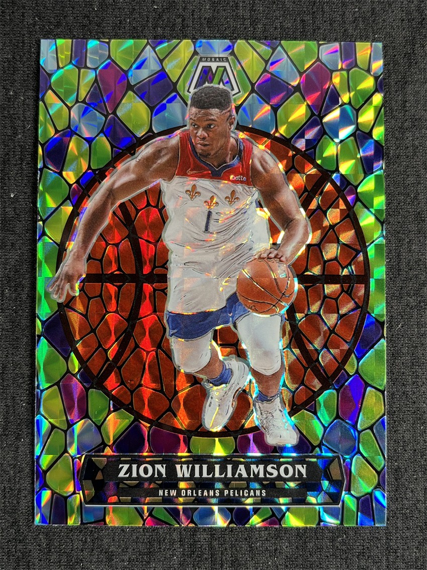 2020-21 Panini Mosaic Zion Williamson Stained Glass Prizm Case Hit SSP #10