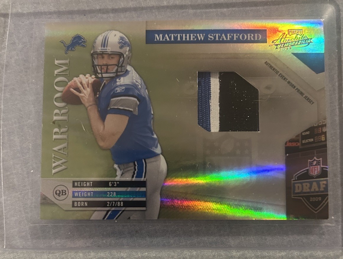Matthew Stafford Playoff Absolute Memorabilia War Room #10 Material