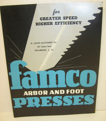 1941 Famco Arbor & Foot Presses Brochure, Racine, WI, with Price Sheet No 25