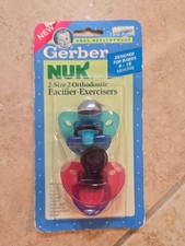 Vintage 1994 Gerber Nuk 2 Pack Size 2 Ortho Pacifier Exercisers New