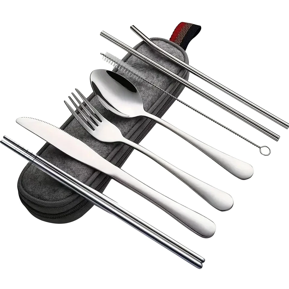 Портативный набор столовых приборов для кемпинга путешествий из 8 предметов - Изображение 2 из 4