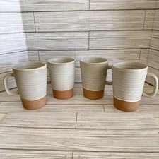 Gibson Elite 4 PK Dreamweaver Terracotta Reactive 17 oz Mug Set Sand Cream NEW