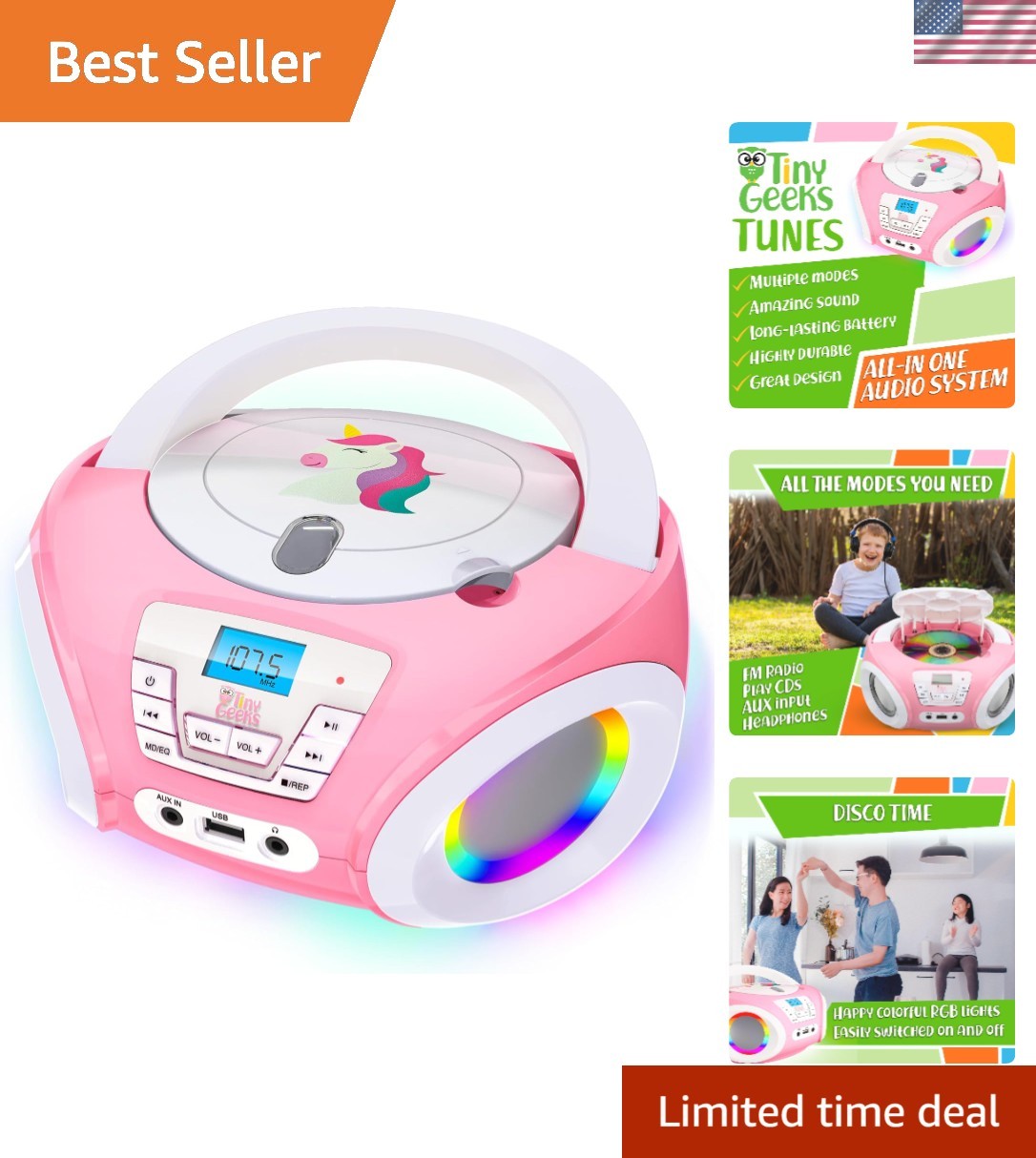 With Fm Radio & Rgb Lights - Ideal For Toddlers