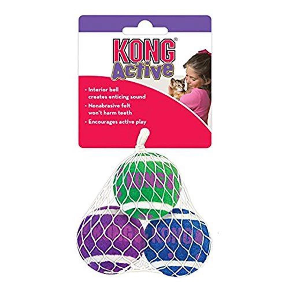 KONG Cat Tennis Balls with Bells One size Assorted