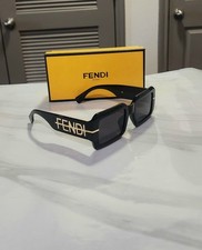 Fendi Unisex Sunglasses With Gold Detailing Black And Gold Frame