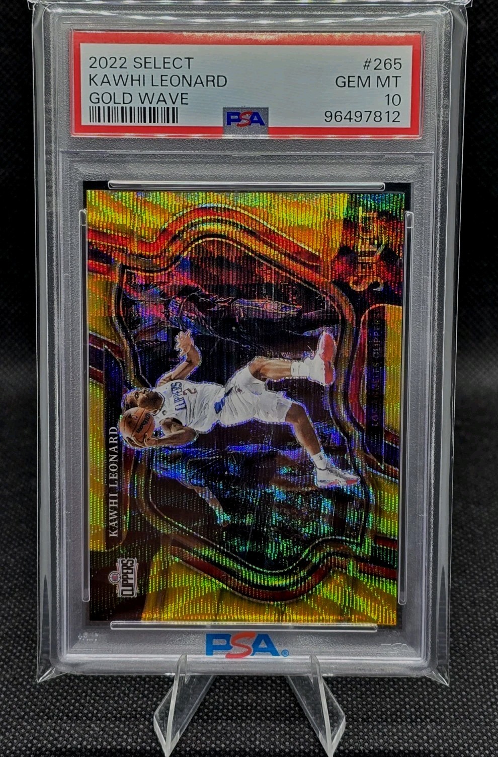 Kawhi Leonard 2022-23 Panini Select Courtside #265 Gold Wave Prizm 10/10 PSA10