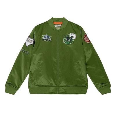Mitchell & Ness NBA Flight Satin Bomber Jacket - Dallas Mavericks Vert - Photo 1/4