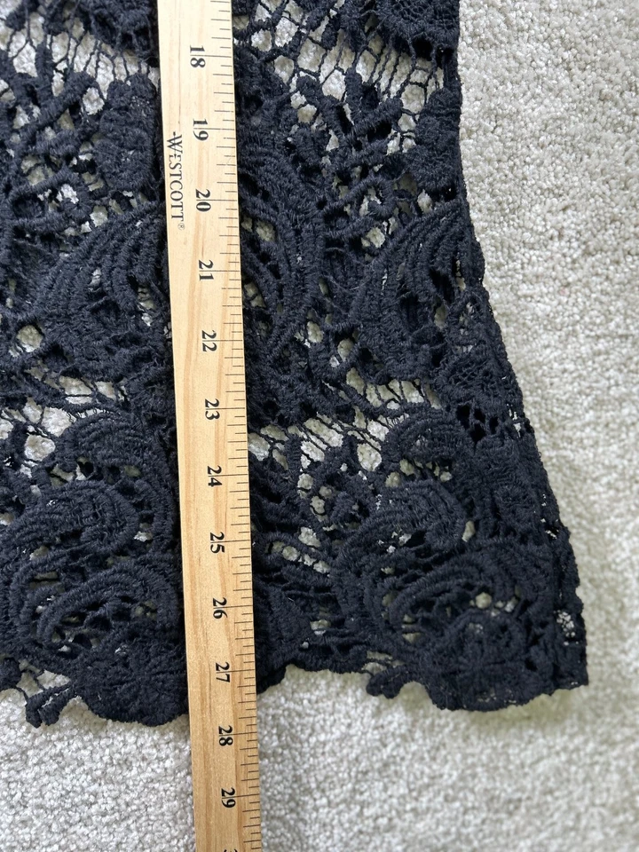 Questions Negro 3X Top de Encaje Botón Frontal Algodón Transparente Bruja Capricho Gótico Grunge Foto 3 de 4