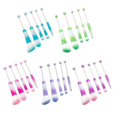 Unique Gradient Metal Handled Beading Makeup Brush Set Beading Makeup Brushes