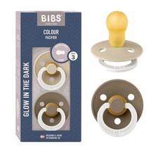BIBS Natural Rubber Pacifier 2-Pack 3 Sizes, Made in Denmark