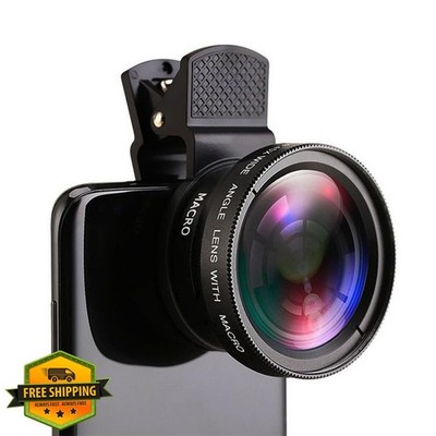 2-in-1 Phone Lens: 37mm Wide-Angle + Macro HD Kit