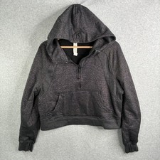 Lululemon Scuba Oversized Half-Zip Hoodie SPARK Black Silver M/L Crop Thumbholes
