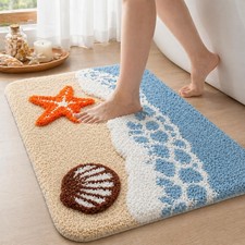 Innersoulful Beach Bathroom Rug 20 x 32 Inch, Coastal Ocean Wave Bath Mat wit...