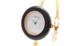 Orologio Donna Gucci Change Bezel 11/12.2 Oro Quadrante Nero Bianco Quarzo...