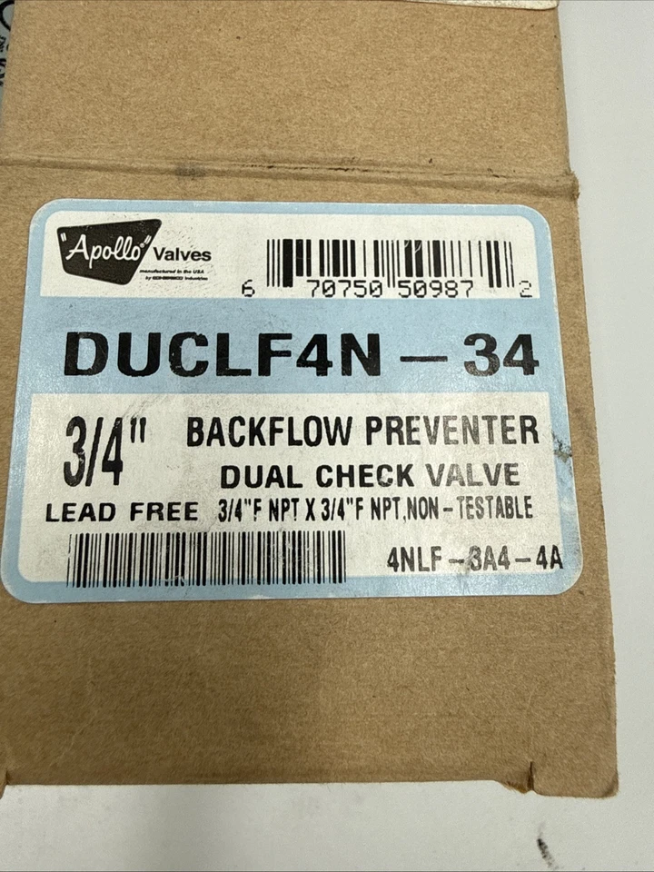 Клапаны 3/4 дюйма двойной обратный клапан предотвращатель обратного потока Apollo DUCLF4N-34 - Изображение 4 из 4