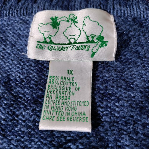Vtg 90s The Quacker Factory Cardigan Snowman Jingle Bell Ramie Cotton Imperfect - Picture 19 of 19