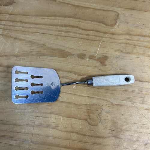 Vintage EKCO USA Spatel mit Schlitzen ~ 9 Zoll | Holzgriff Edelstahl Küchenwerkzeug