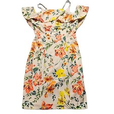 Guess Sheath Dress Womens Size 4 Multicolor Floral Lined Cold Shoulder Back Zip