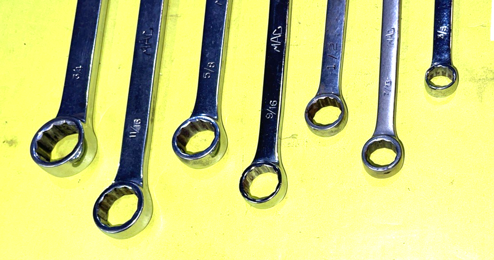 Sae Tools MAC TOOLS 7 PIECE SAE. COMBINATION WRENCH SET 12 POINT 3/8 TO 3/4 INCH ...