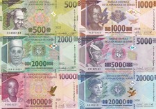 Guinea 500 1000 2000-20000 Francs 2018-22 P 48A 48 49A 49 50 52 UNC Set 6 pcs