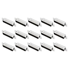 D-sub Connector DB25 Male 2 Row 25 Pin D-Sub Solder Connector 15Pcs, Black