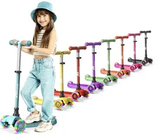Lifemaster Mini 3-Wheel Kids Scooter with Multi-Color Wheel Lights – 4-Hei