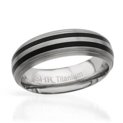 SIMMONS/SHR Attractive Gentlemen's Two Tone Band Ring in Titanium Size 10