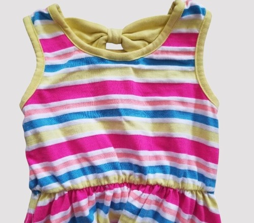 * WONDERKIDS Striped Bow Back Tank Dress Girls Size 12 months - Picture 3 of 4