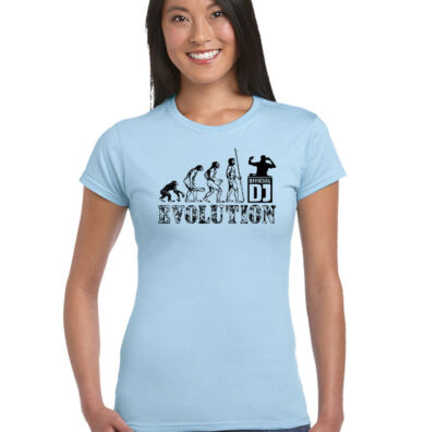DJ Evolution lustiges Damen-T-Shirt Decks Plattenspieler Vinyl Schallplatten Tanzmusik
