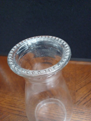 VINTAGE GLAS 8,5" HOCH 3" SOCKEL 2,75" TOP PERLENRAND ÖL HURRIKAN LAMPE KUGEL - Bild 5 von 8