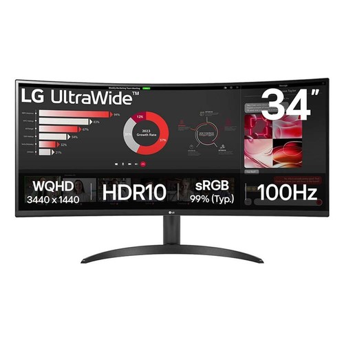 LG 34WR50QK-B 34in WQHD 100Hz UltraWide Curved VA Monitor