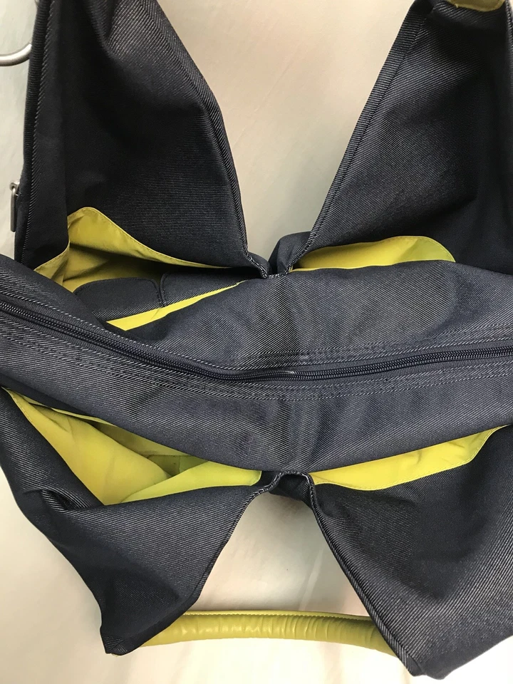 Bolso de Pañales Lassig Mujer Etiqueta Verde Escote - Azul Denim Niño Niña Muchos Bolsillos Foto 2 de 4