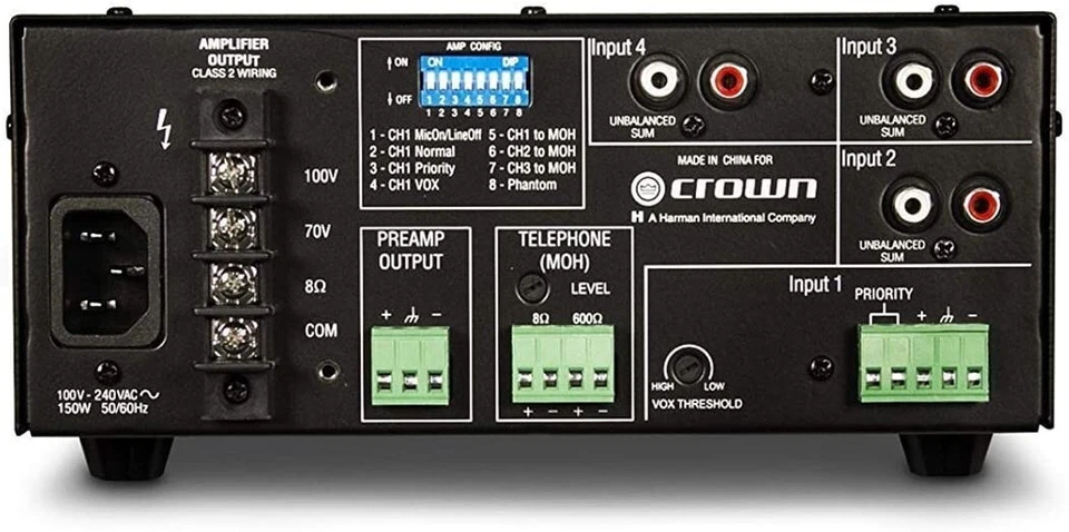 Crown 160MA 4 Input, 60W Mixer/Amplifier - Image 2 of 3