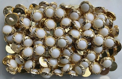 Buttons 21mm 34L Gold & White Pearlescent Domed Shank Costume Plastic (W645) - Picture 4 of 24