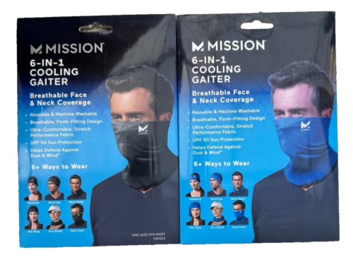2-PACK Mission COOLING Compact Gaiter/ Neck FACE MASK NEW Fast Shipping Best - Afbeelding 1 van 5
