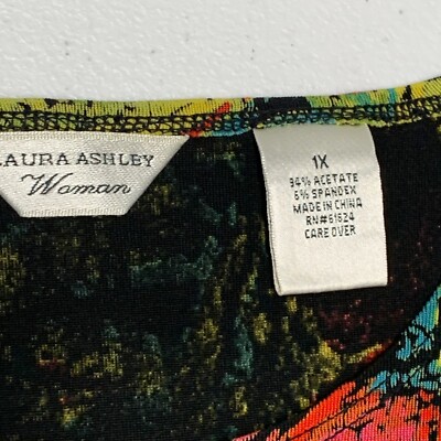 Laura Ashley Tank sz 1X Plus Floral Print Sleeveless Slinky Travel