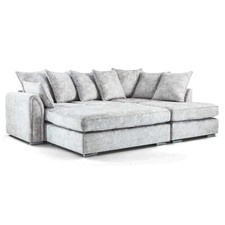 Chiswick Corner Sofa Silver Fox Black Free Footstool Luxe NEW