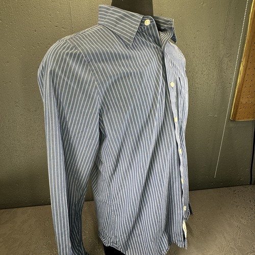 RUEHL Blue Stripe Cotton Long Sleeve Button Up XXL 17.5/47 in Chest - Picture 8 of 13