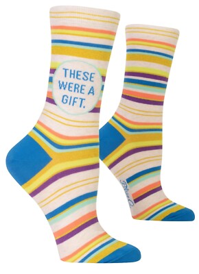 BlueQ Funny Women's Crew Socks in 20+ Hilarious Design Styles, Fits Shoe 5-10